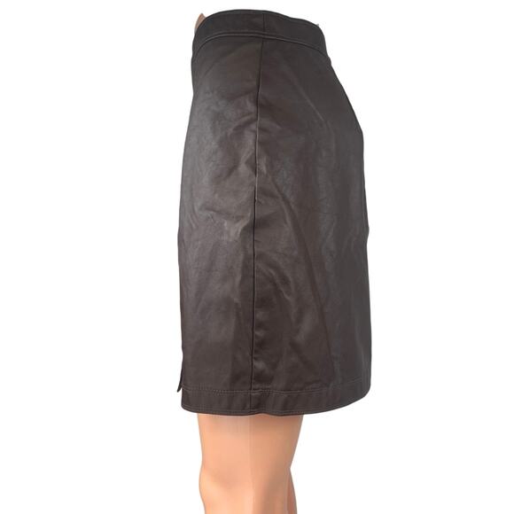 Abercrombie & Fitch Womens Brown Vegan Faux Leather Mini Straight Pencil Skirt S - Picture 2 of 5